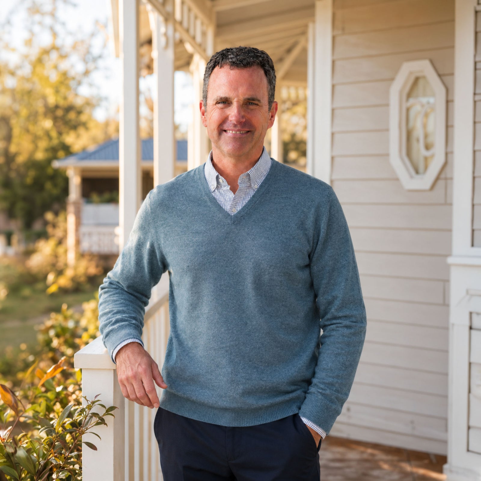 Ansett Extra Fine Merino Wool V-Neck Jumper seaglass