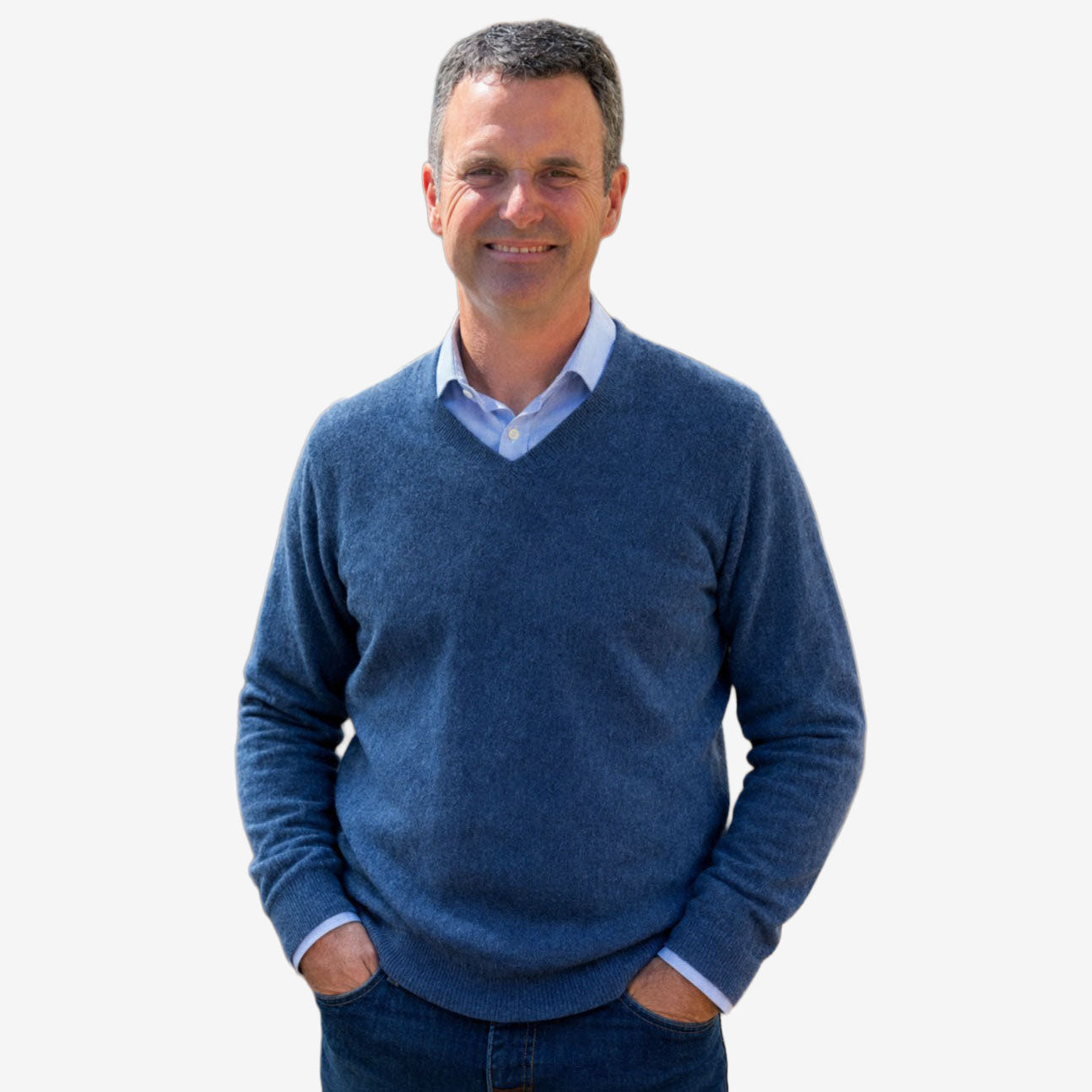 Ansett Extra Fine Merino Wool V-Neck Jumper denim