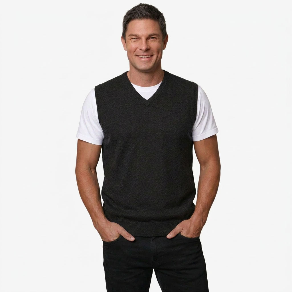 Ansett Fine Merino Slip On Vest charcoal