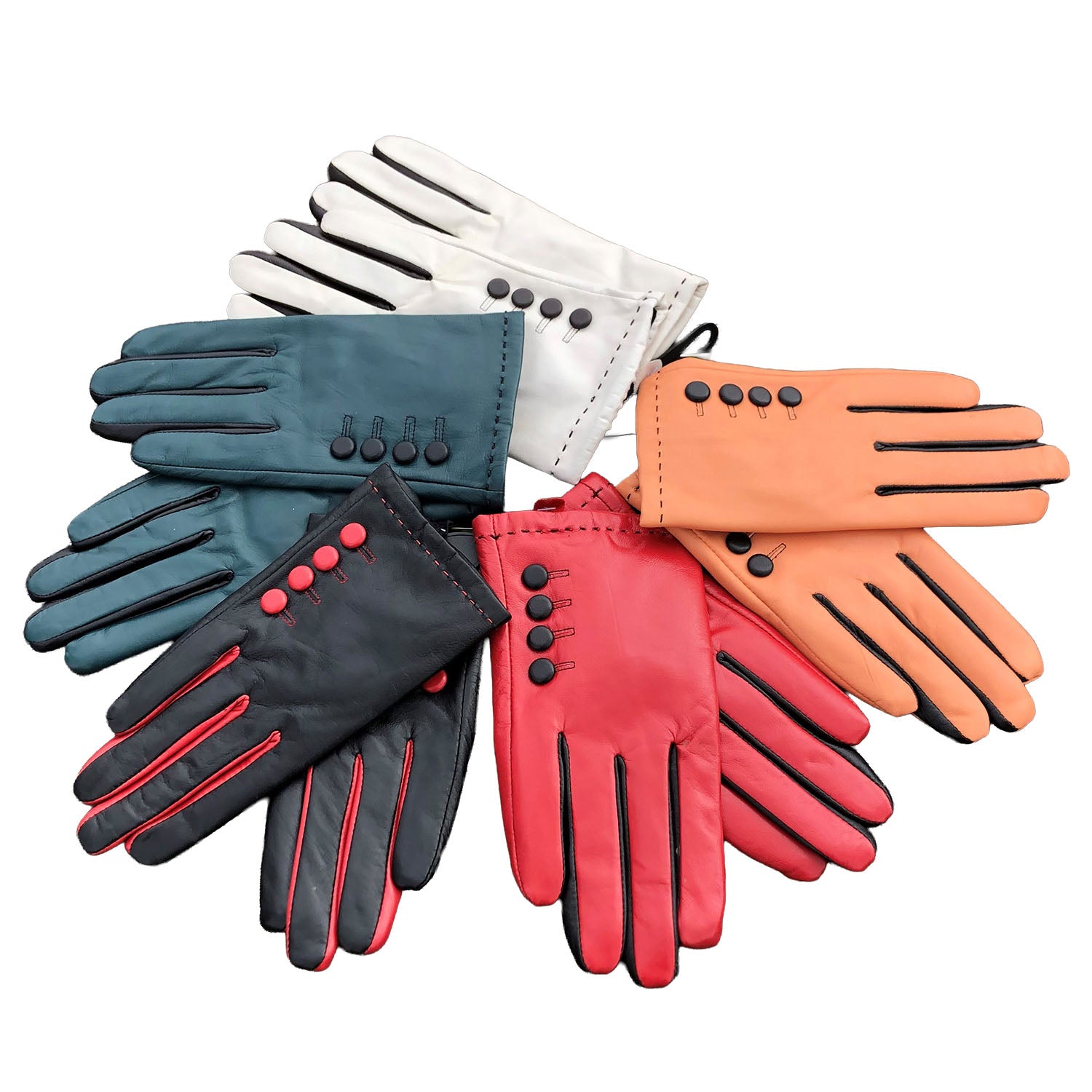 Avenel Button Sheepskin Leather Gloves