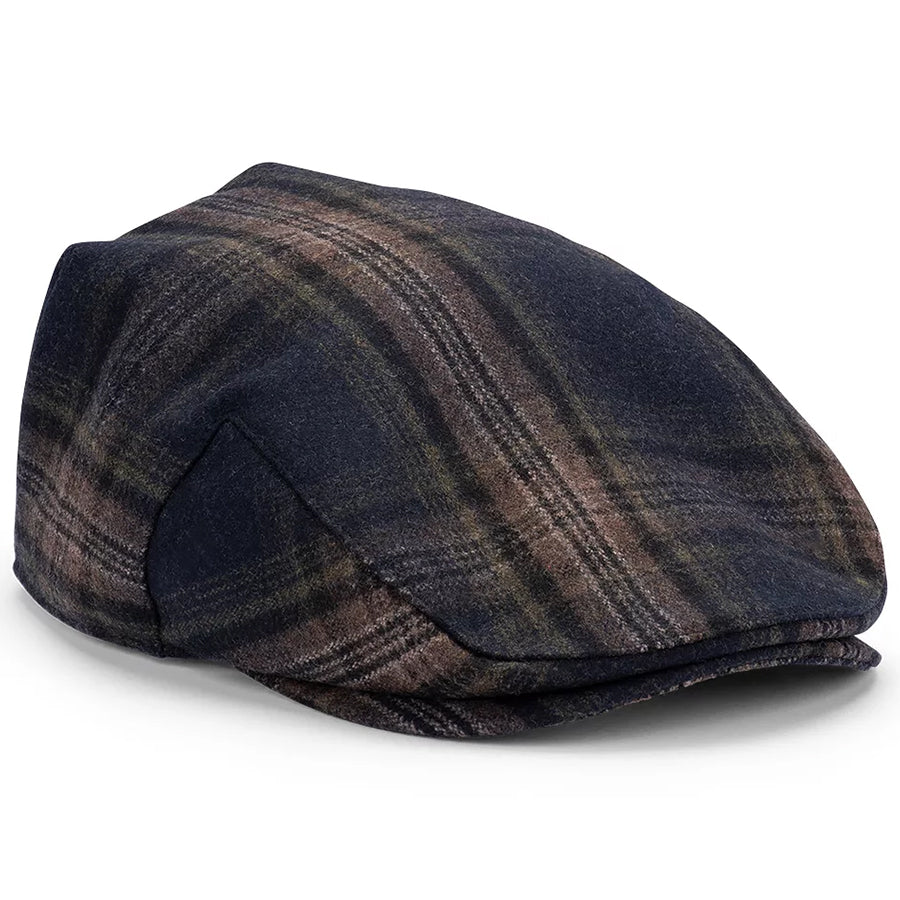 Avenel Roman Wool Blend Check Flat Cap #22068 - Navy