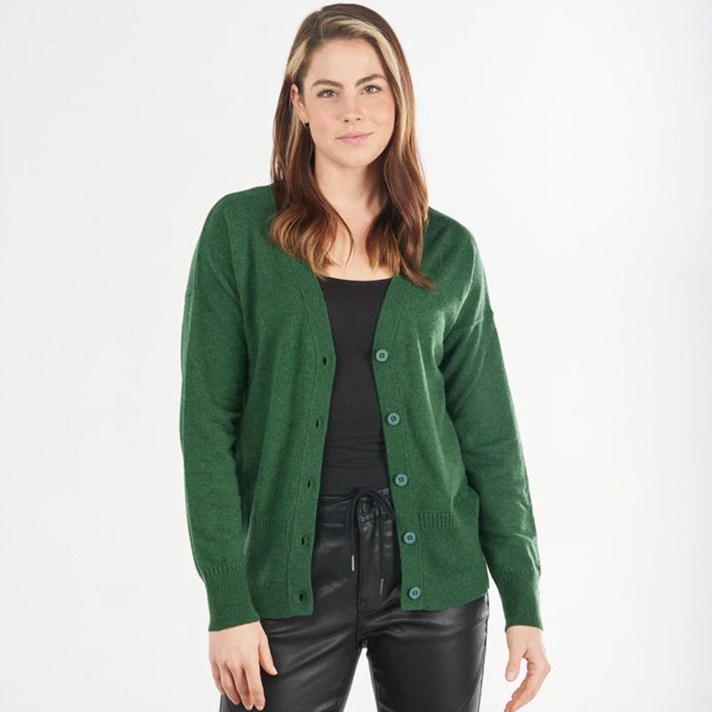 Bridge & Lord Rib Detail V.Neck Cardigan bottle green