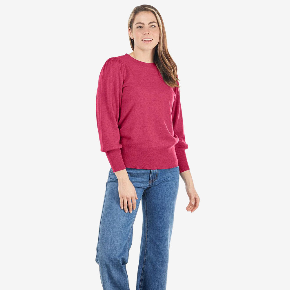 Bridge & Lord Puff Sleeve Crew rose