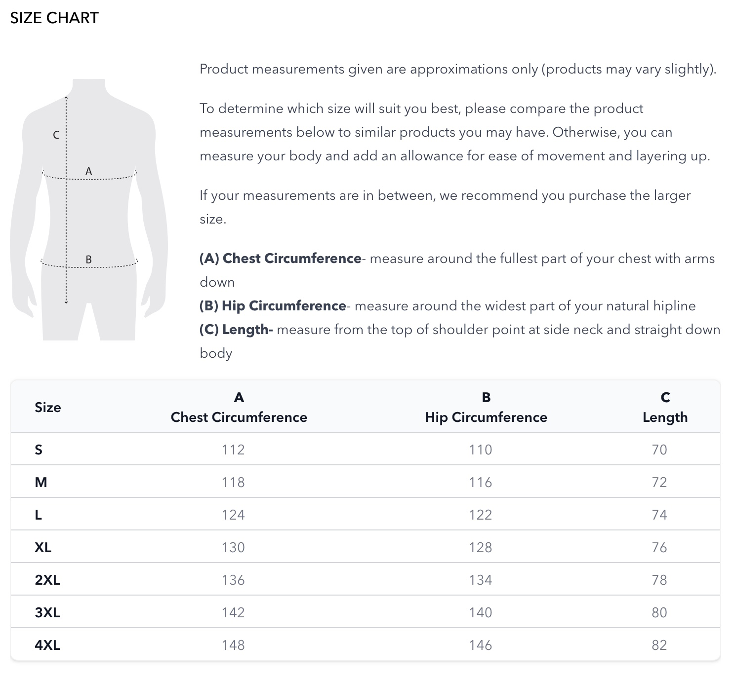 Burke & Wills Stockman Vest size chart
