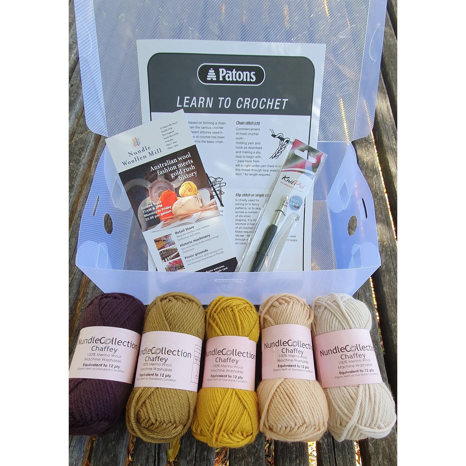 Nundle Woollen Mill Learn to Crochet Kit Earthy