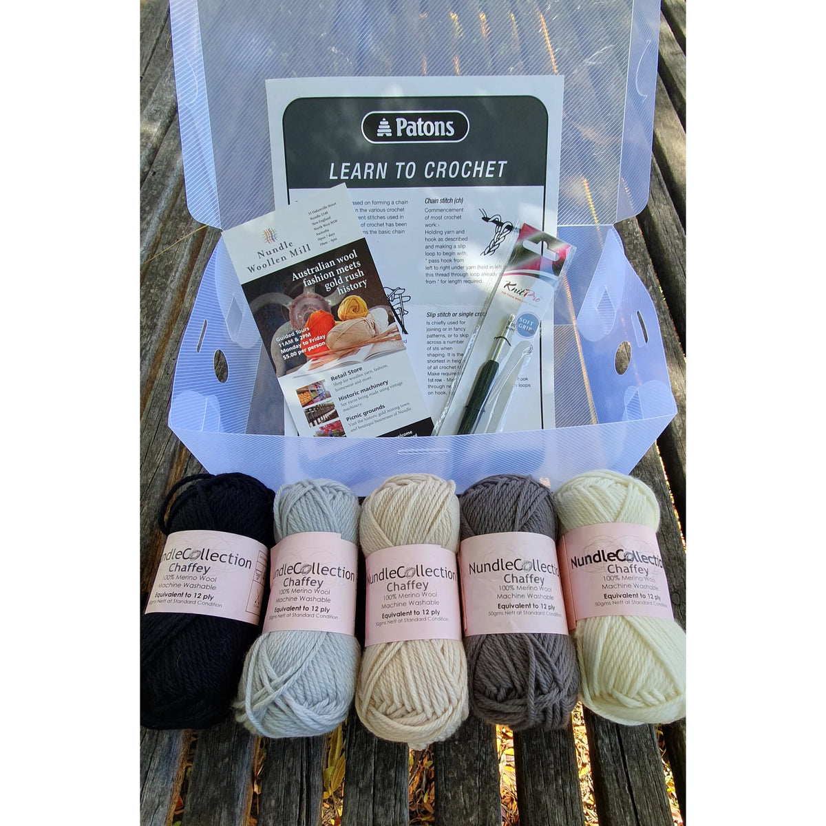 Nundle Woollen Mill Learn to Crochet Kit Naturals