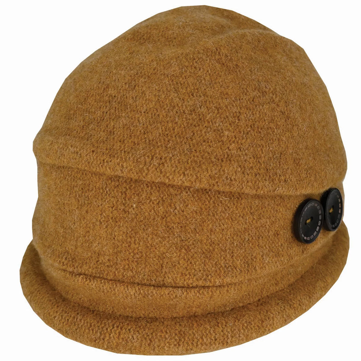 Dot & Co. Boiled Wool Button Pull On Hat mustard