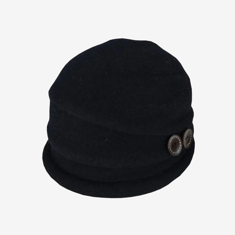 Dot & Co. Boiled Wool Button Pull-On Hat black