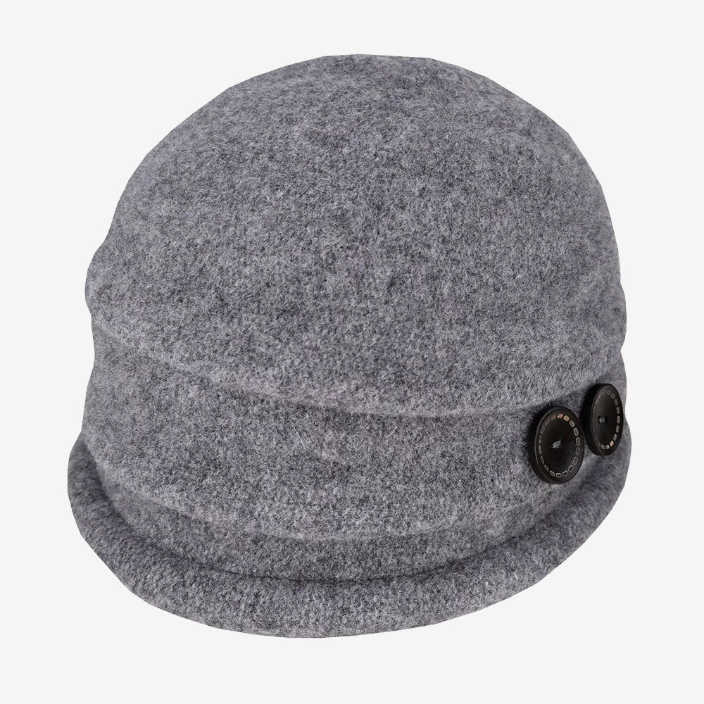 Dot & Co. Boiled Wool Button Pull-On Hat gret