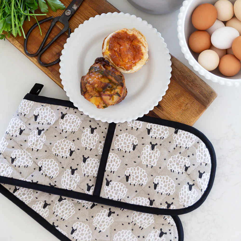 Double Oven Glove Grey Sheep