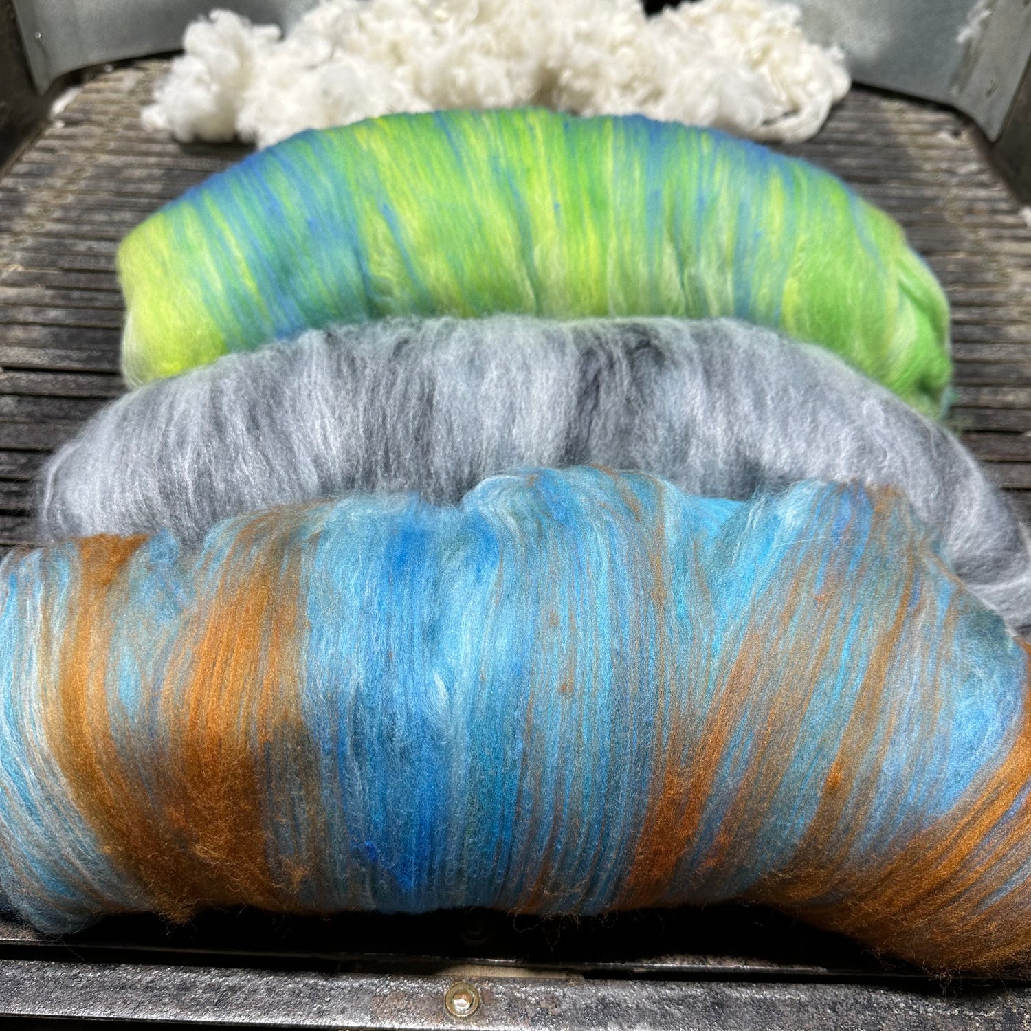 Hand Dyed Wool Batts 100g
