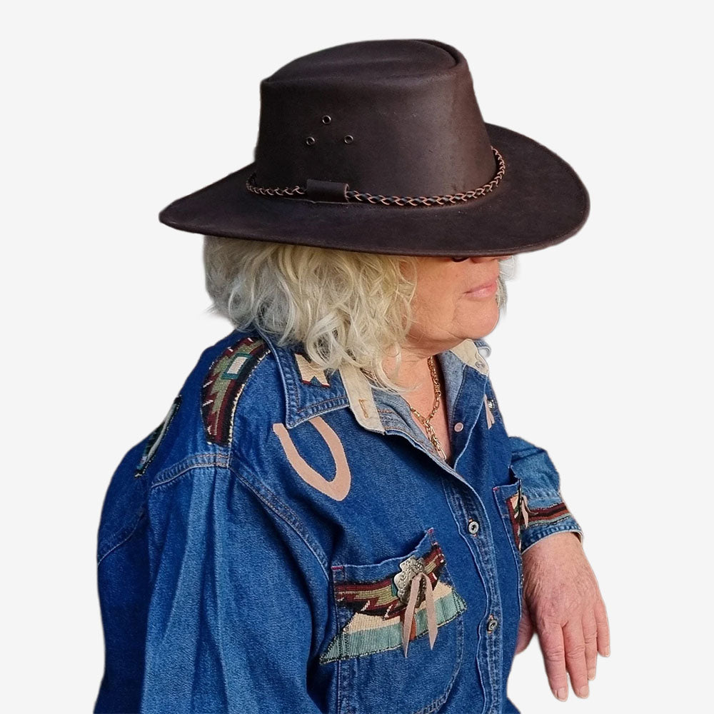 Kakadu Echuca Leather Hat brown