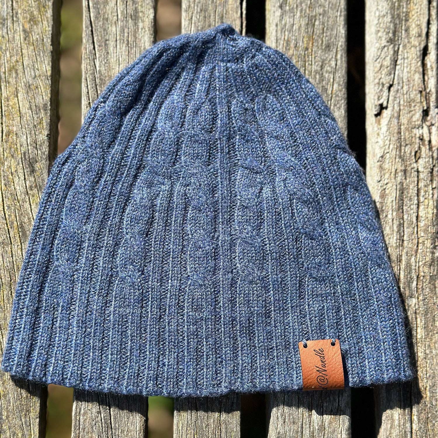 Knitted@Nundle Baby Cable Beanie denim