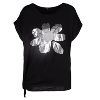M-Made in Italy Flower Side Tie Top black