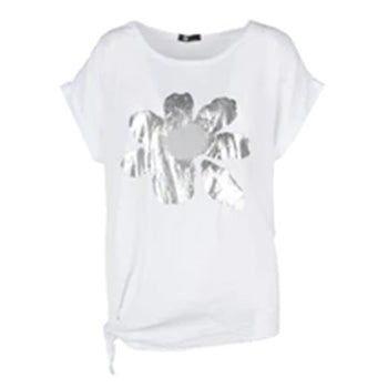 M-Made in Italy Flower Side Tie Top white