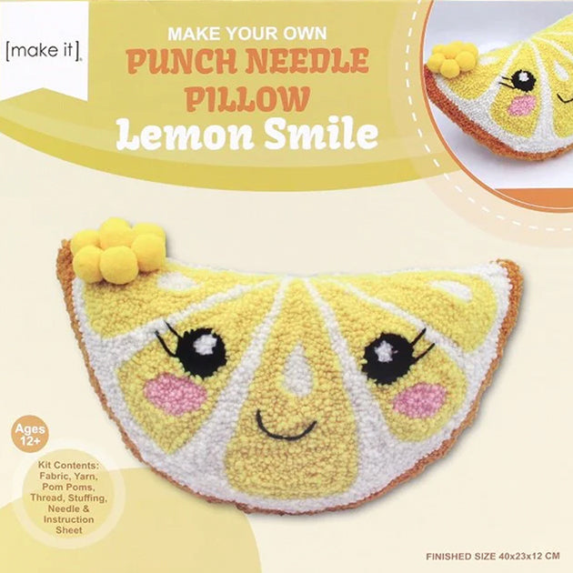 Make it Punch Needle Pillow Lemon Smile