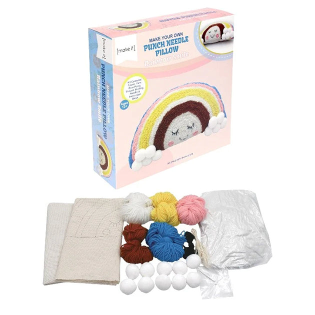 Make it Punch Needle Pillow Rainbow smile