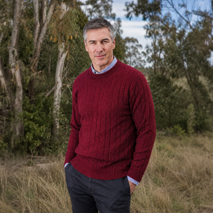 Ansett Pure Wool Cable Crew