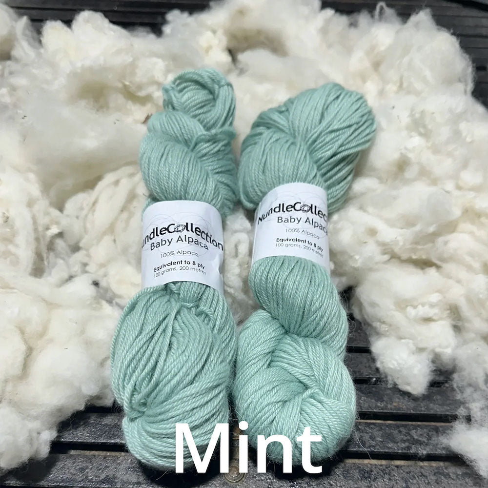 Mint - Nundle 8 Ply Baby Alpaca Yarn - 100% Pure Alpaca 100g