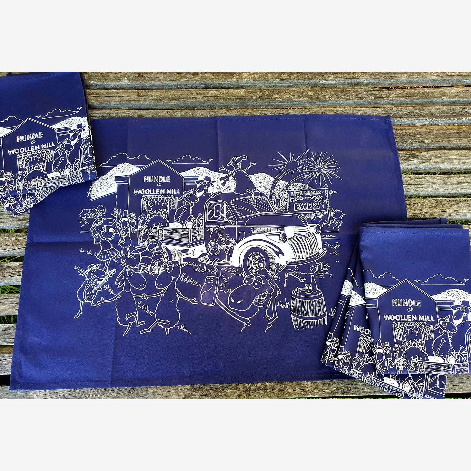 Nundle Woollen Mill Cotton Tea Towel navy
