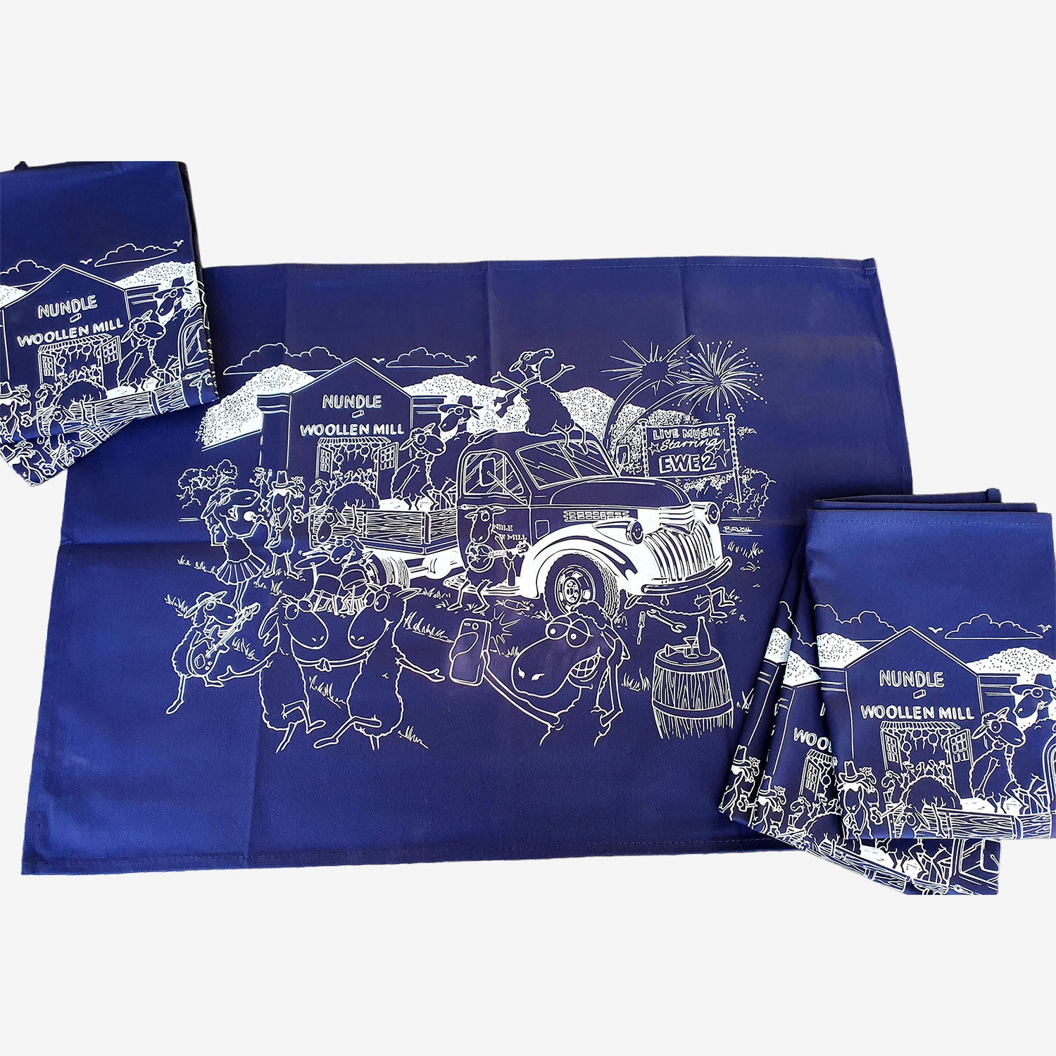 Nundle Woollen Mill Cotton Tea Towel navy