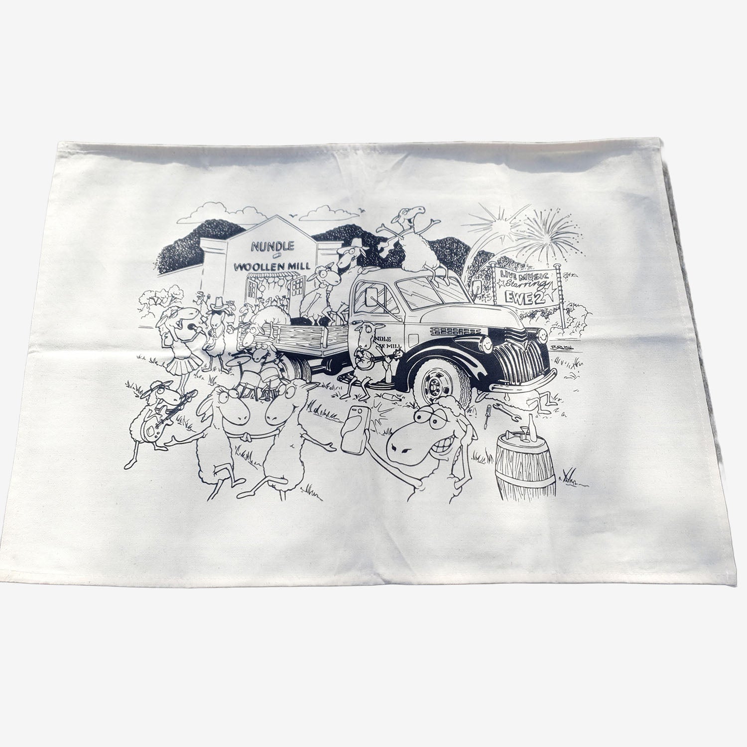 Nundle Woollen Mill Cotton Tea Towel white