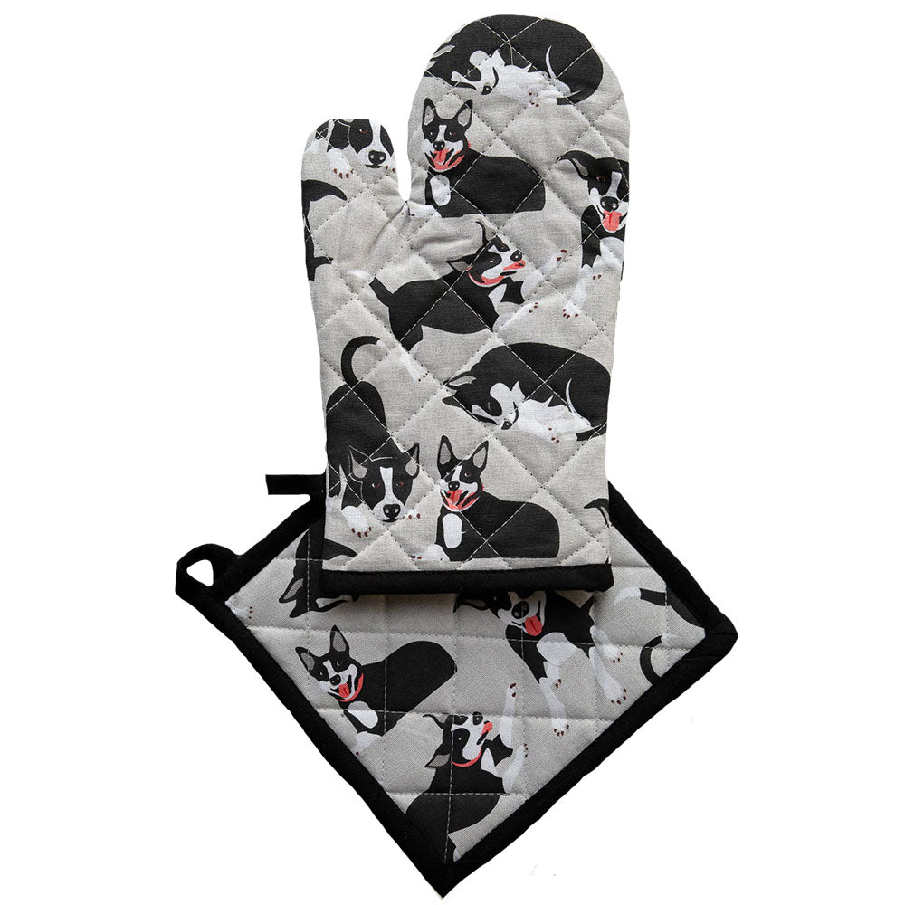 Oven Glove & Pot Holder Set - Farm Dogs