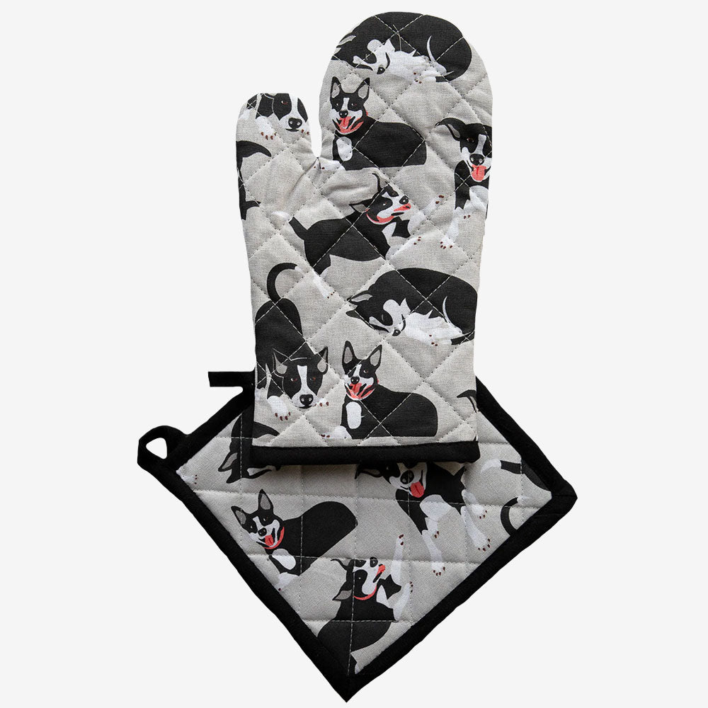 Oven Glove & Pot Holder Set - Farm Dogs