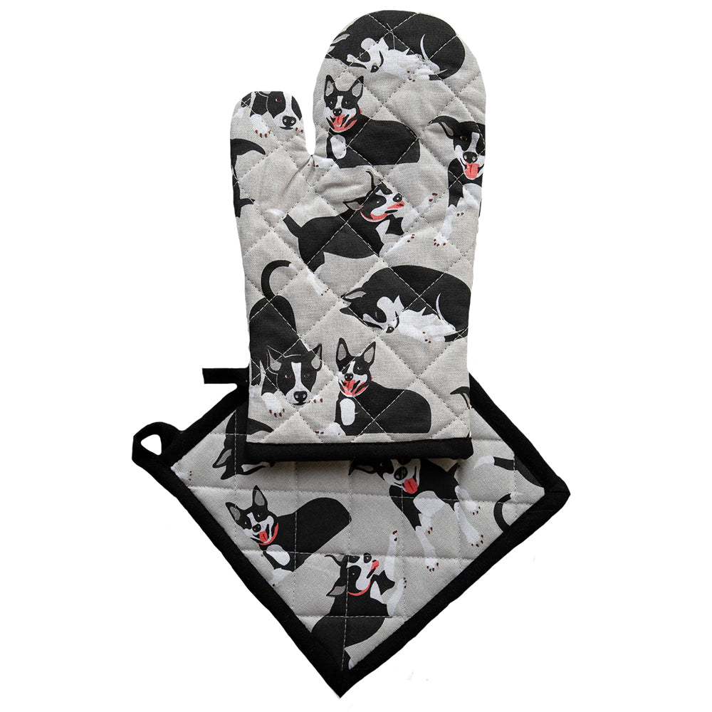 Oven Glove & Pot Holder Set - Farm Dogs
