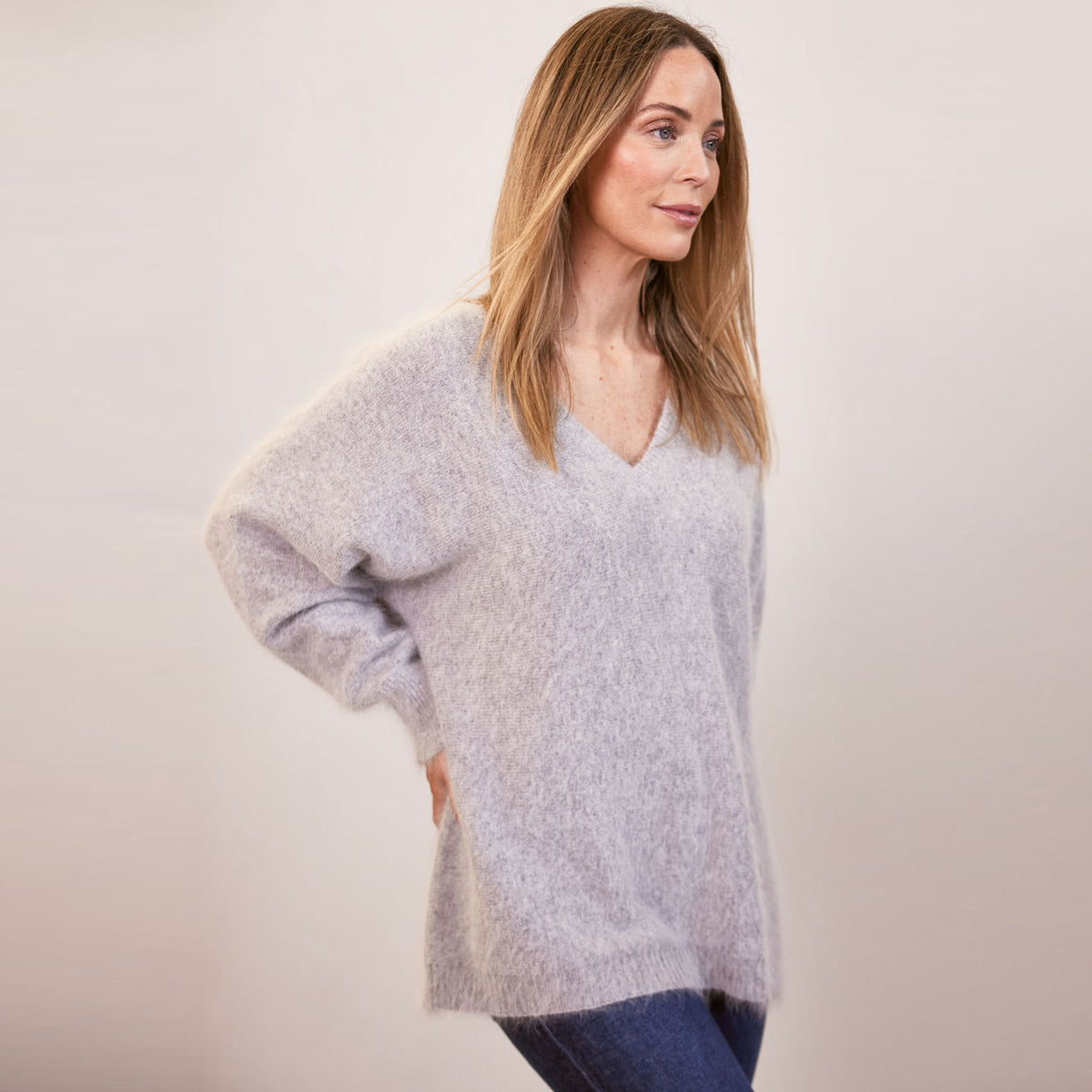 See Saw Angora Dolman Sleeve Sweater silver