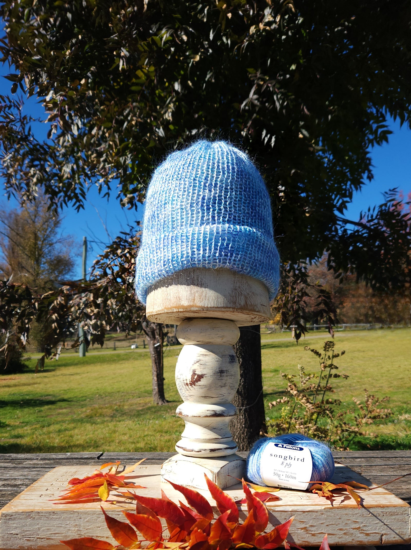 Handmade Songbird Double Layer Beanie Coastal Blue