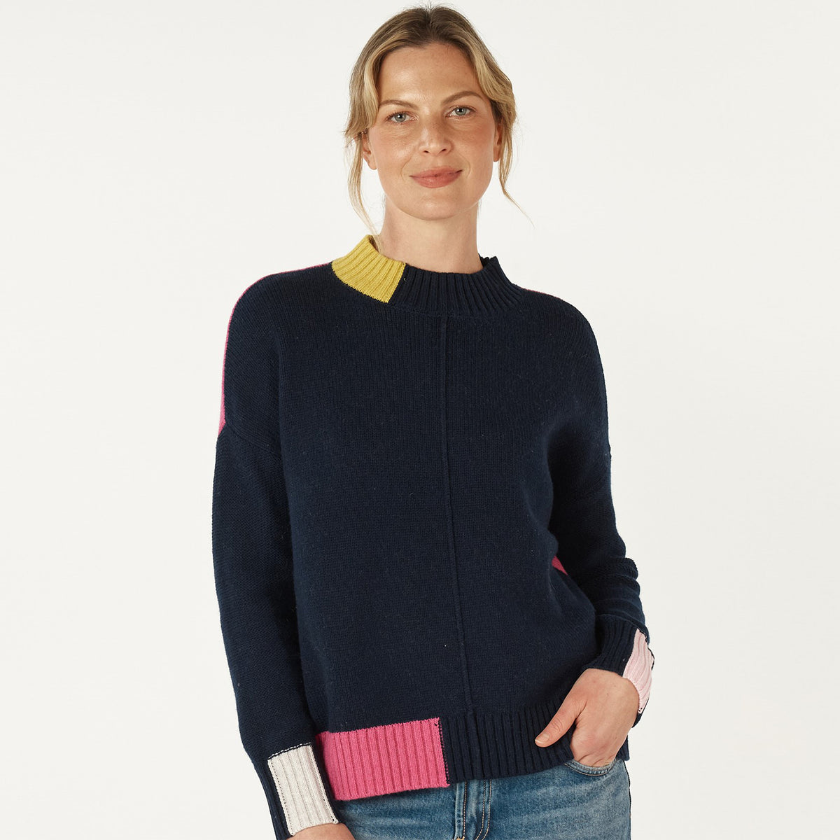 Z&P Colour Block Trim Jumper navy