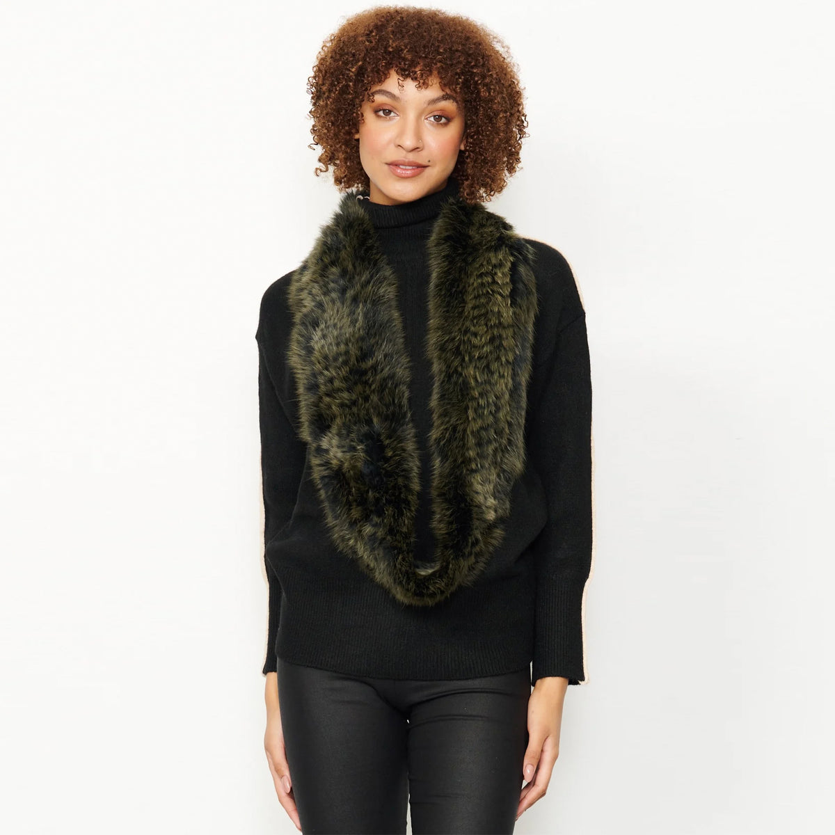 Caju Rabbit Fur Snood CZ650 Khaki
