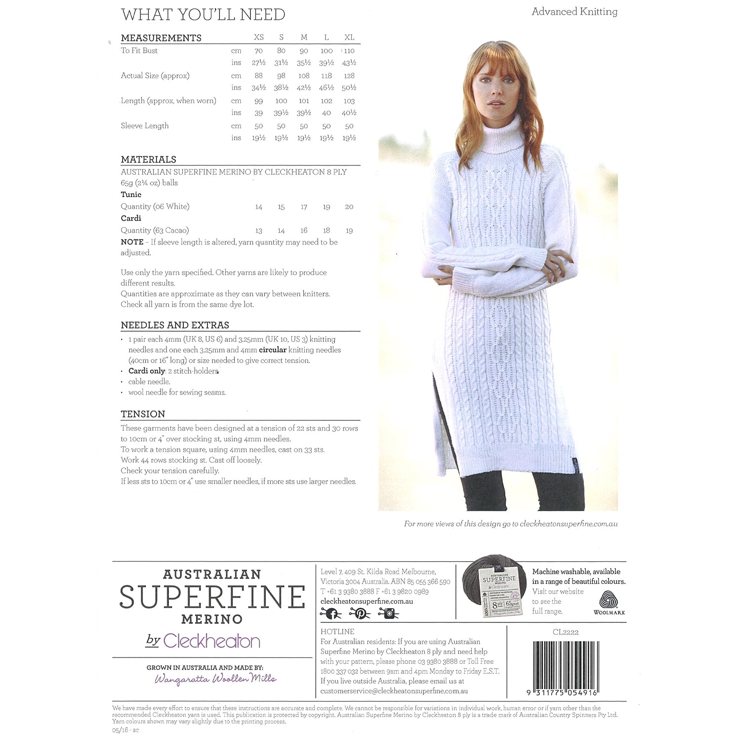 Cleckheaton Longline Tunic or Cardi Pattern