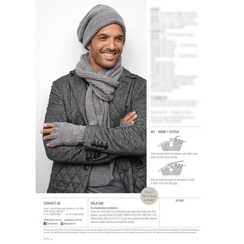 Cleckheaton Panda His or Hers Slouchy Beanie Set