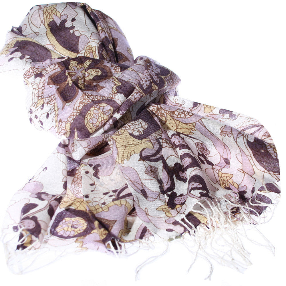 Sheer Bliss Garden Scarf - Mauve & Cream
