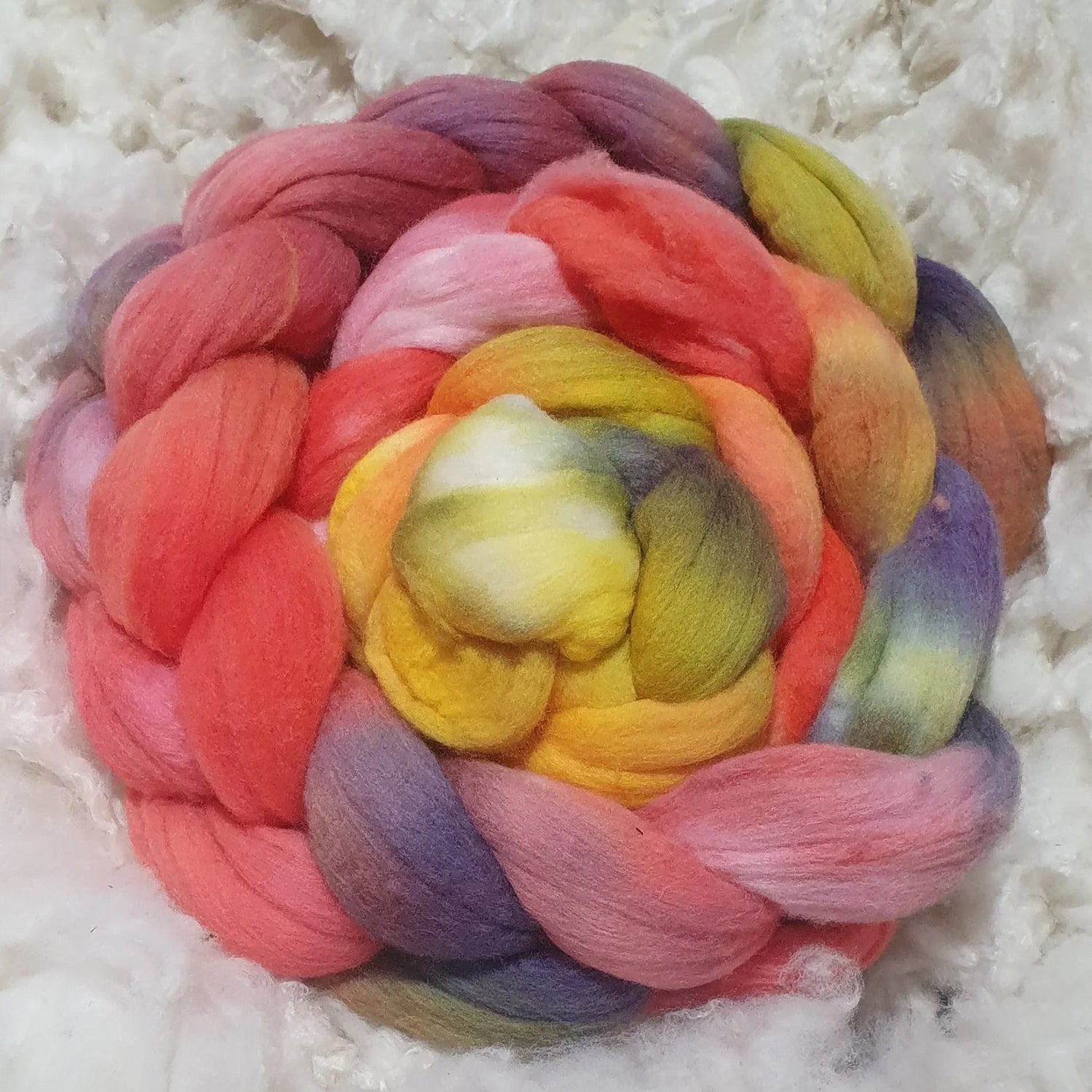 HAND DYED WOOL TOP / SLIVER / ROVING - 200GRAMS - COTTAGE GARDEN
