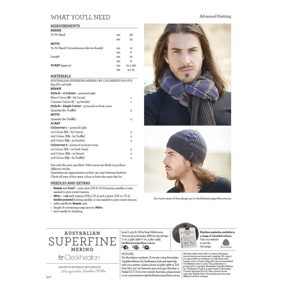 Cleckheaton Men's Beanie Mitts & Scarf