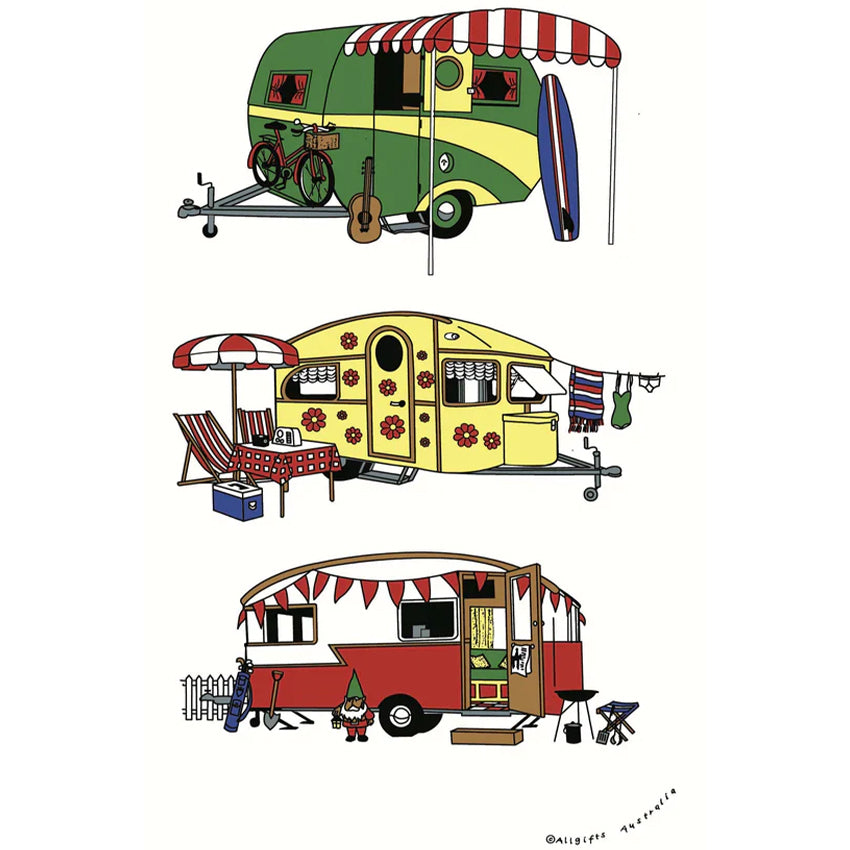 TEA TOWEL RETRO CARAVAN