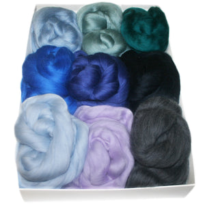 Coloured Wool Top box of 9 - Deep Ocean Hues