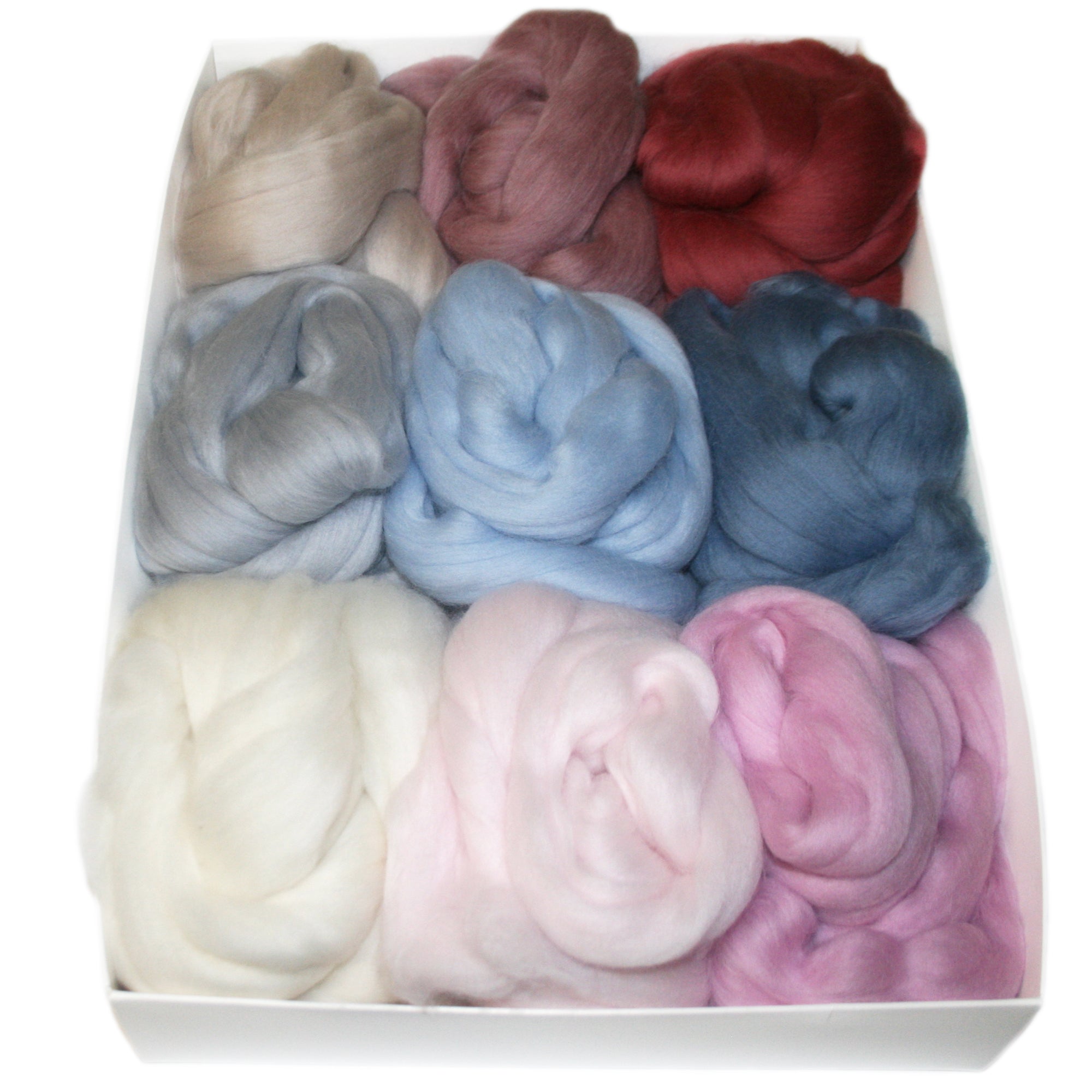 Coloured Wool Top Box of 9 - Pretty Pastels