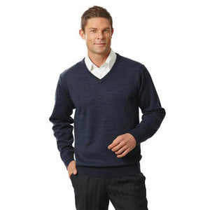 Ansett Extra Fine Merino Wool Vee Neck Jumper