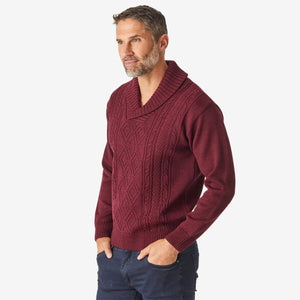 Aklanda Aaron Cable Shawl berry
