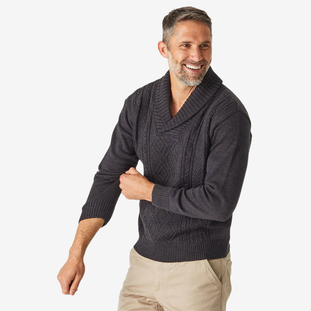 Aklanda Aaron Cable Shawl charcoal