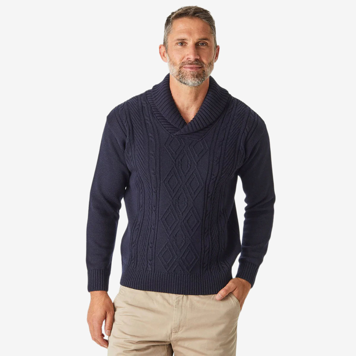 Aklanda Aaron Cable Shawl marine