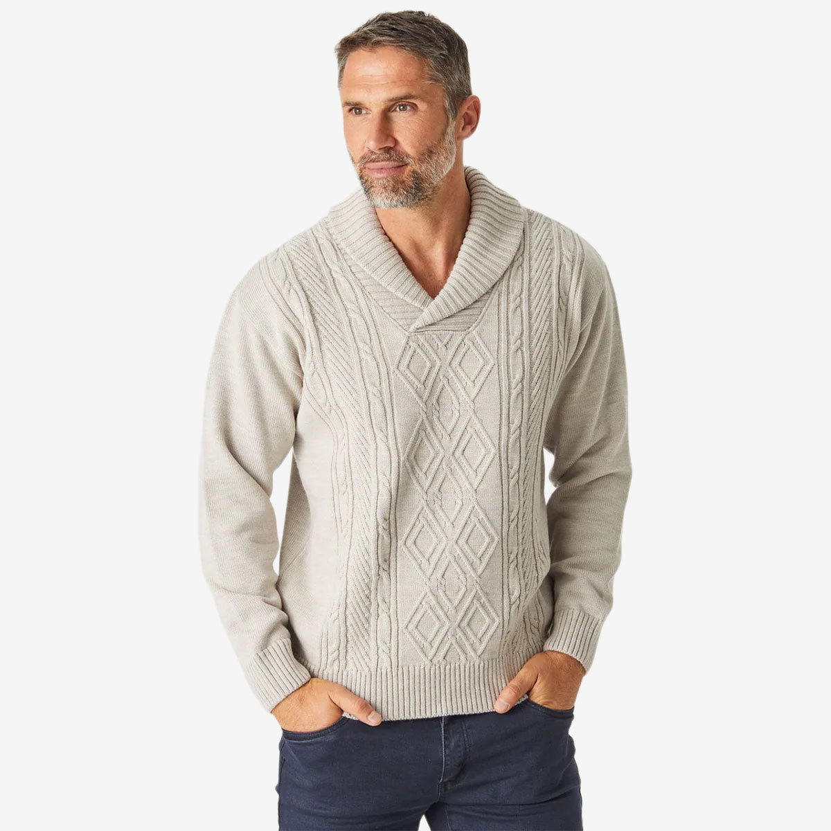 Aklanda Aaron Cable Shawl wheat