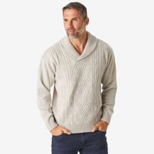 Aklanda Aaron Cable Shawl wheat