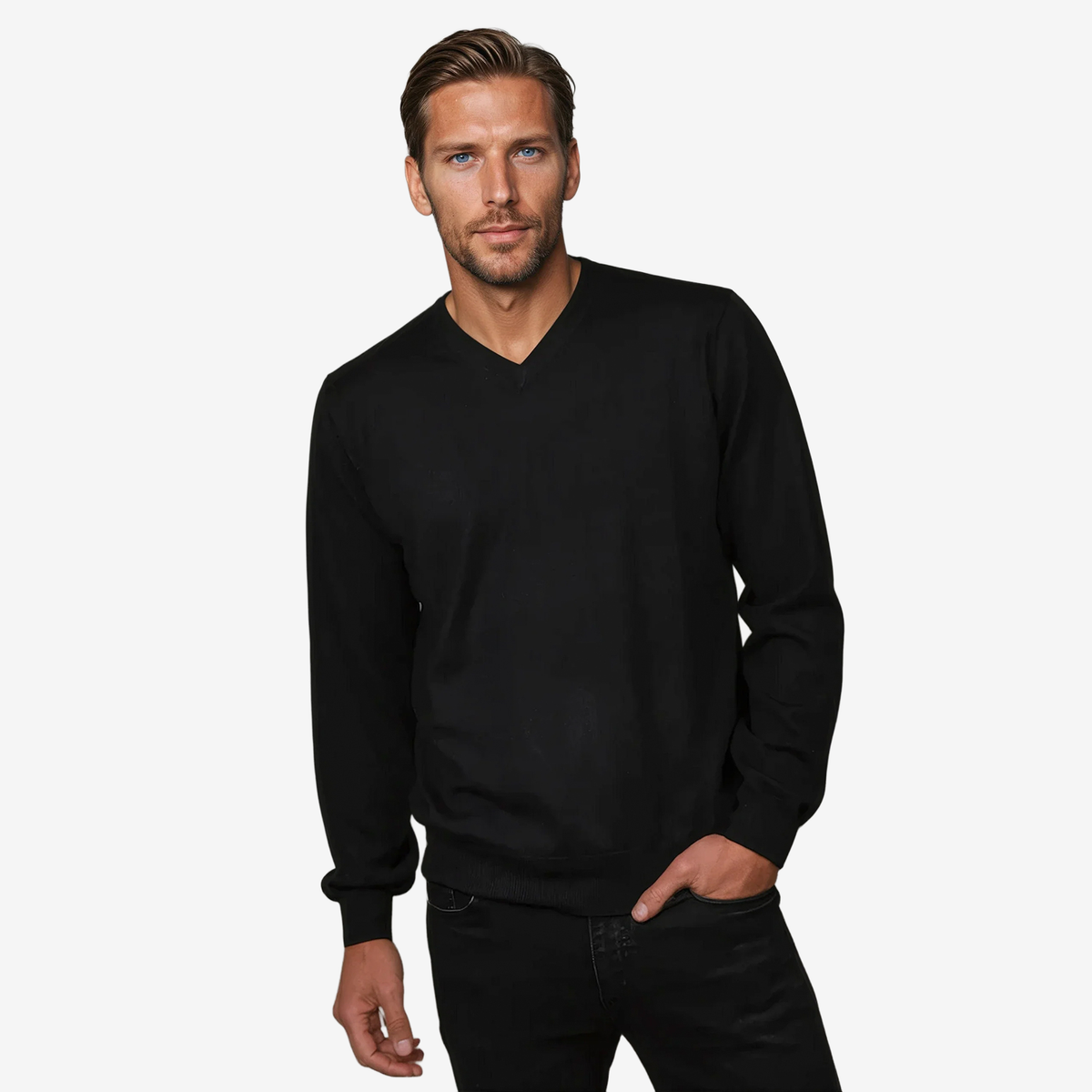 Ansett Extra Fine Merino V Neck Plus Sizes