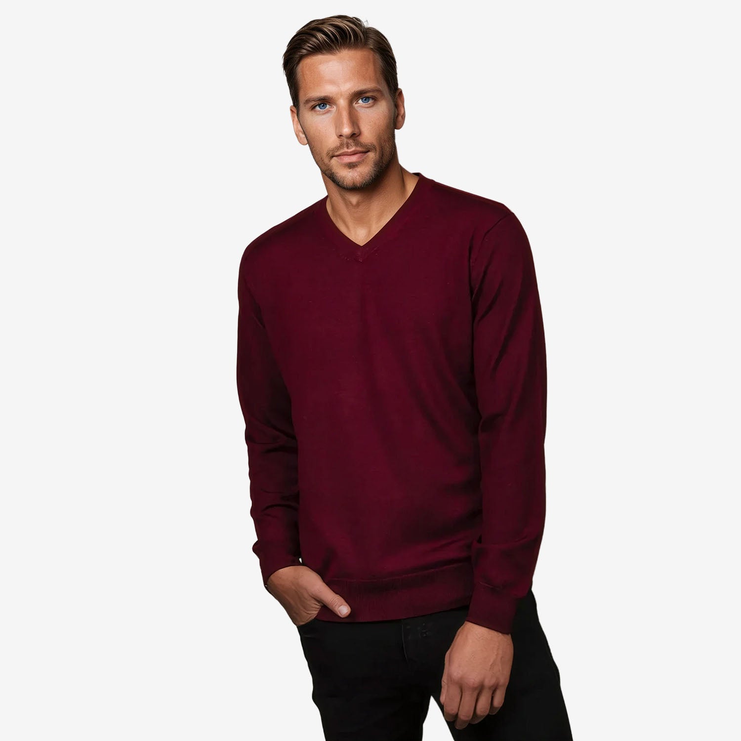 Ansett Extra Fine Merino Wool V Neck Jumper