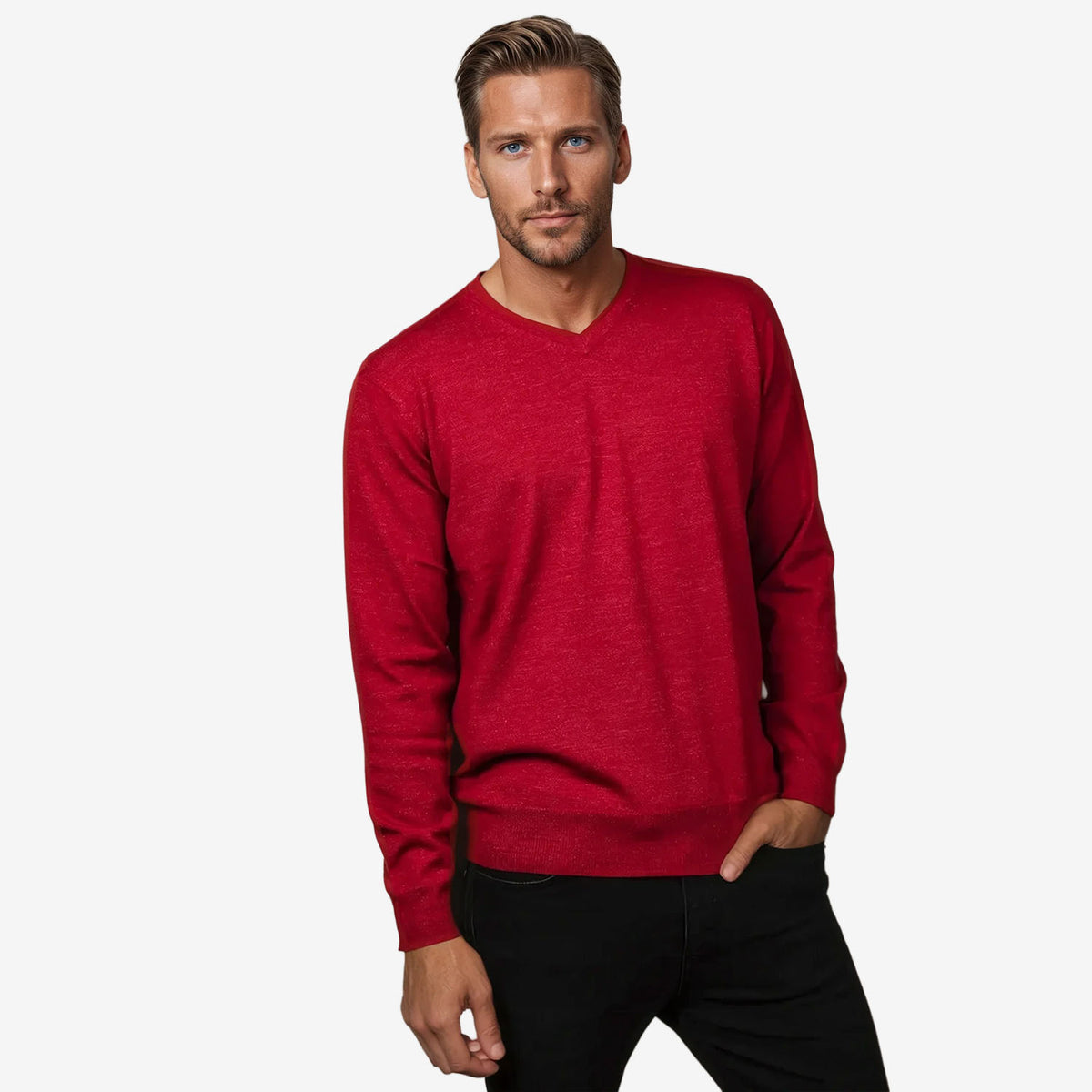 Ansett Extra Fine Merino V Neck Plus Sizes